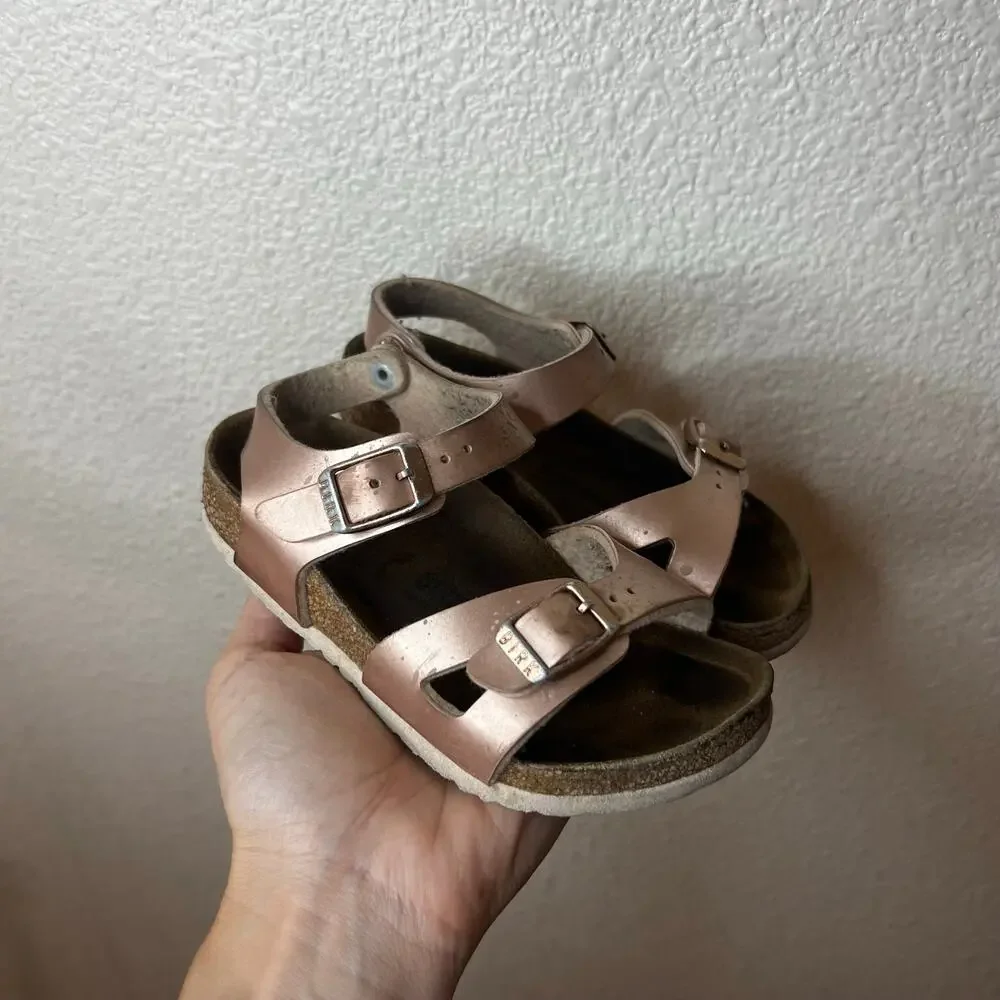 Birkenstock Rio sandals in rose gold and white sole 25 / C7
